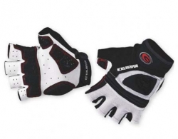 Велоперчатки Exustar CG160 Gel-Pro кожзам/лайкра/гель, бело-черные