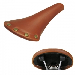 Седло Velo VL-1221 коричневое с заклёпками, кожа, для фиксов