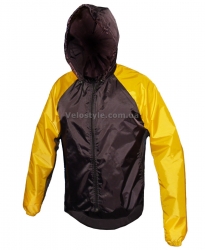 SL Ветровка, защита от дождя и ветра, съёмный капюшон, черно-желтая