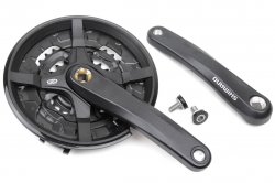 Шатуны Shimano FC-M351 44/32/22T, 9ск. 170мм, с защитой, с болтами, черн.