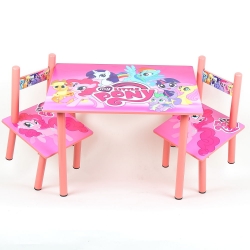 Мебель Детский столик M 1522 Розовый пони со стульчиками