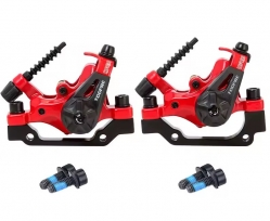 Тормоз дисковый Toopre F160-R140, или F180-R160, механика красные, двухсторонний подвод колодок, пара
