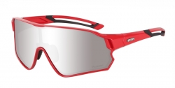 Очки Relax Artan красные глянцевые, линза smoke (Polarized TAC 1,1 mm), silver mirror, кат. 3