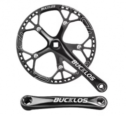 Шатуны Bucklos 53T 170mm Al под квадрат черные, фрезерованая звезта с защитой