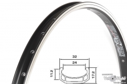 Обод AlexRims DM24 26¨ 559x32мм DH усиленный, пист. 32отв. черн.