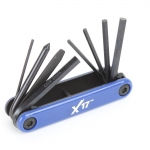 Ключ нож X17 Шестигранники складные, 8 функций, синие
